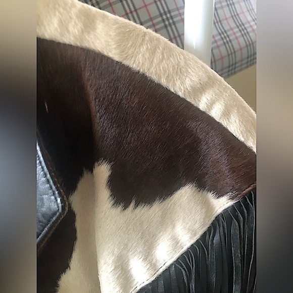 *SOLD* CONTINENTAL LEATHER FASHIONS vintage leather fringe western crop coat - Picture 4 of 6